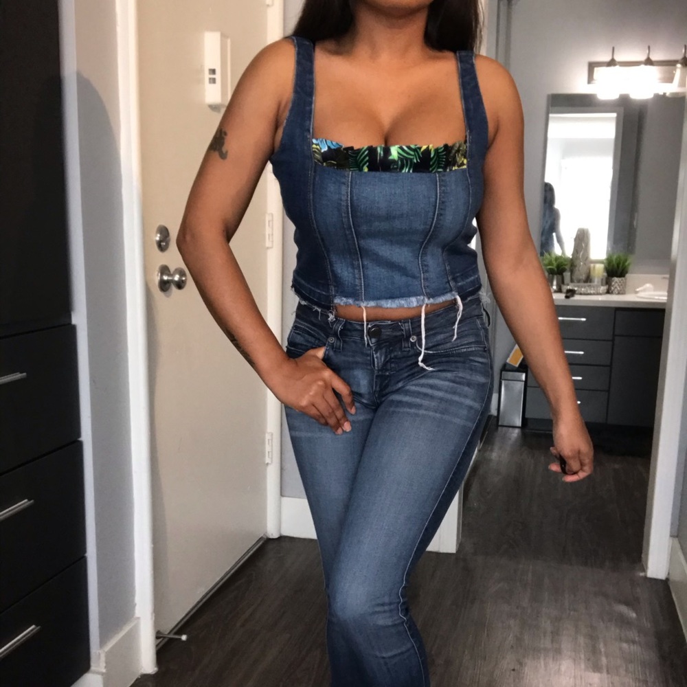 Dark denim crop top